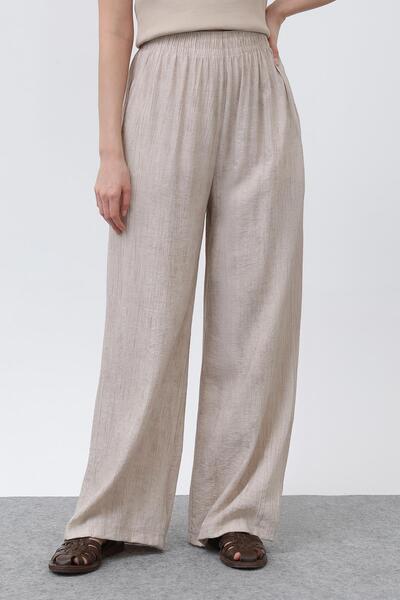 Puane Women's Elastic Waist Loose Trousers - 18238Pnt - Stone