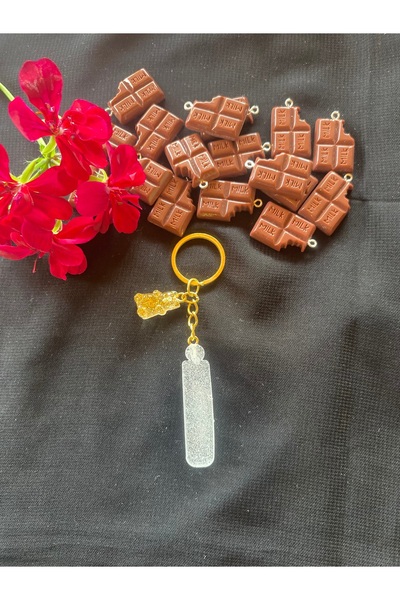 Bellinzona Silver Glitter Teddy Bear Detailed Letter I Keychain and Bag Charm