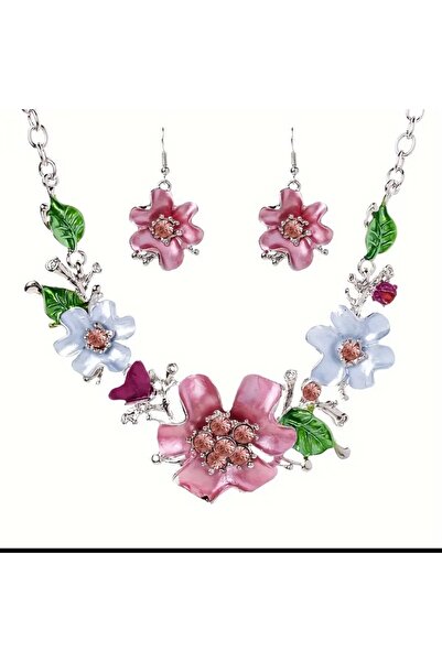 Enanice Flower Necklace Earring Set