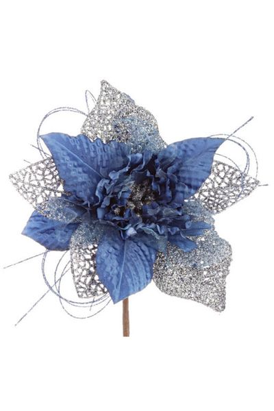 Bizzotto Floare artificială albastră de Crăciun 19x10 cm