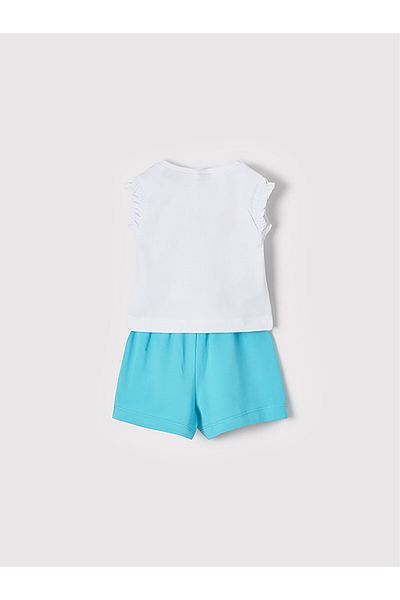 MAYORAL Set fete tricou și pantaloni scurți sport 1241 Alb, Albastru