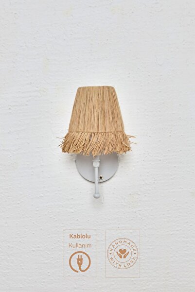 Maison Avf Rafya Saçaklı Bohem Hasır Kablolu Duvar Aydınlatması Aplik - Alt B...