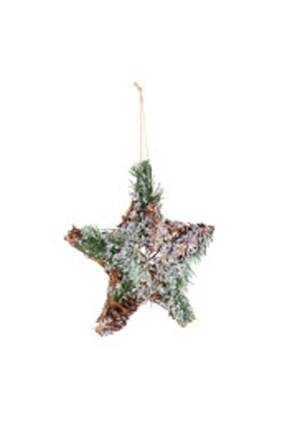 Bizzotto Κρεμαστή διακόσμηση από ρατάν με τεχνητό έλατο - Μοντέλο αστεριού 20x4x20 εκ.