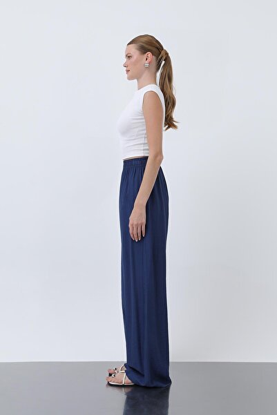 Puane Women's Elastic Waist Loose Trousers - 18239Pnt - Indigo