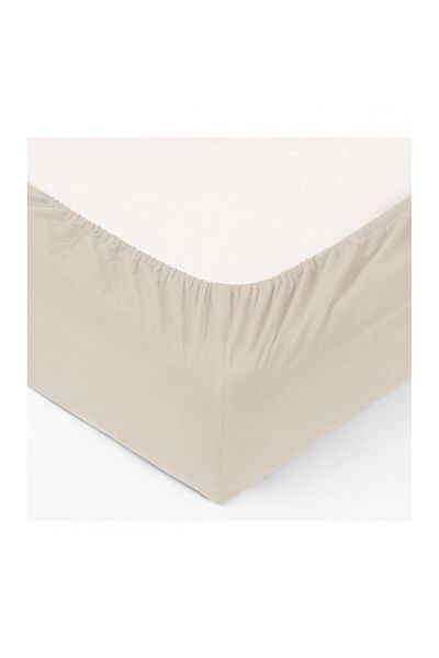 Atmosphera Créateur D'intérieur Ivory fitted sheet, cream, cotton, for mattress 160x200x30 cm