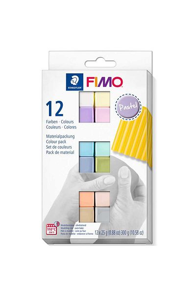 Bafimo FIMO Soft modeling clay, set of 12 colors 300g, pastel