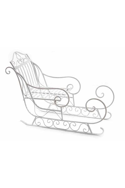 Decorer Decorative Sleigh Made of White Iron 79x32x53 cm