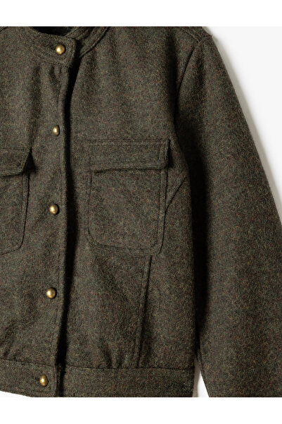 Koton Biker Jacket Shirt Collar Pocket Detailed Buttoned