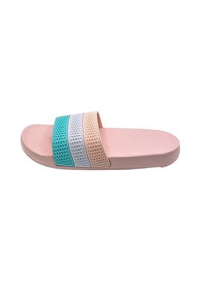 TECOS Women's Beach Slippers, ®, 3-Color Strap, PVC Sole, Size 40, 25 Cm, ​​Pink