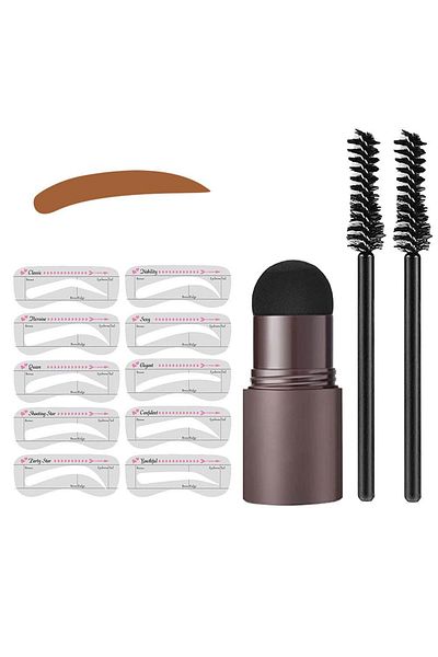 OEM Kit pentru sprâncene, tip ștampilă, 10 șabloane incluse, maro deschis