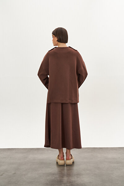 Mevra Modal Jacket with Epaulettes Brown
