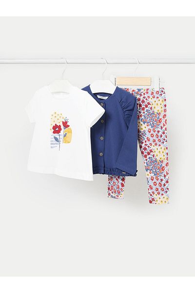 MAYORAL Set fete tricou, pulover și colanți 1735 Albastru