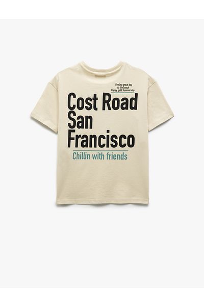 Koton Cotton Crew Neck Printed Short Sleeve T-Shirt