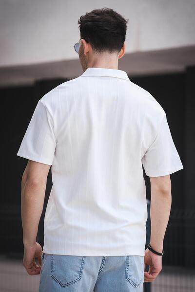 Oksit Ανδρικό μπλουζάκι με μισό φερμουάρ από ύφασμα Lond Polo Collar Jacquard