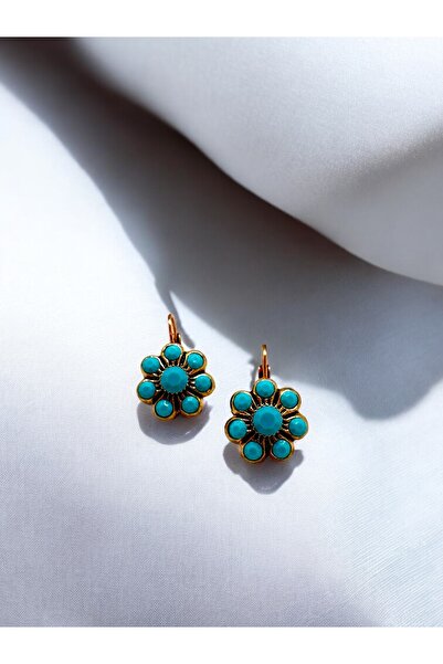 FUYA JEWELLERY Taşlı Çiçek Motif Küpe