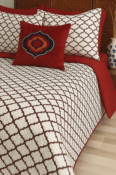 Bonny Home Melody Burgundy Silk Woven Soft and Luxurious Feel Double Bedspread