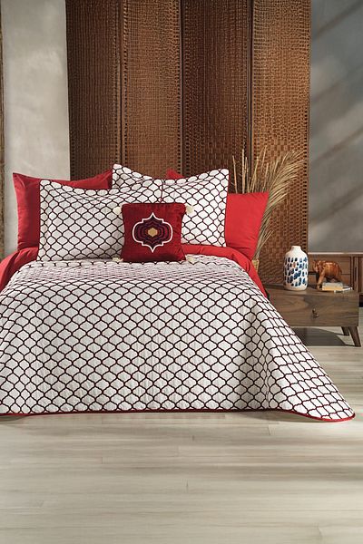 Bonny Home Melody Burgundy Silk Woven Soft and Luxurious Feel Double Bedspread