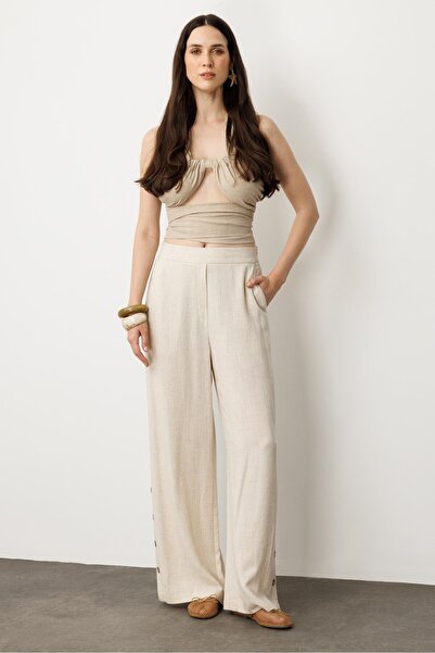 accort Bol Paça Viskon Pantolon-TAŞ