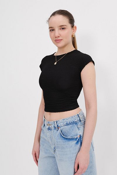 Addax Textured Crop T-Shirt P18308