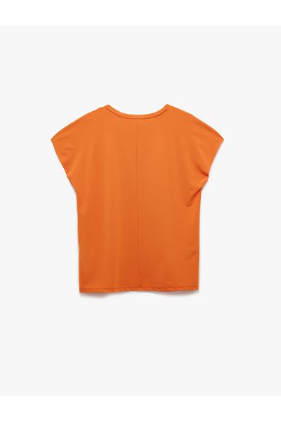 Koton Crew Neck Printed Sleeveless Sports T-Shirt with Slit Detail