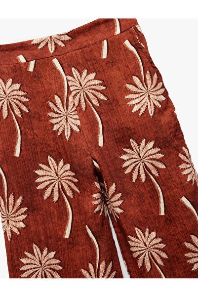 Koton Pamuklu Bol Kalıp Desenli Geniş Paça Pantolon