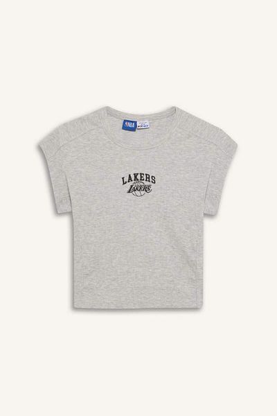 DeFacto New Season Defactofit Nba Los Angeles Lakers Standard Fit Crew Neck Embroidery Print
