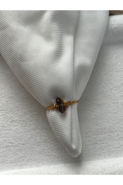 Pel Design Broken Smoky Quartz Adjustable Gold Wire Ring