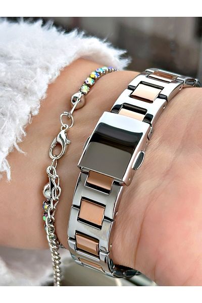 Ferrucci Ferrucci̇ Stone Rose Silver Metal Woman Wristwatch