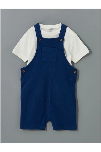 LC Waikiki Lcw Baby Navy Blue Baby Boy Salopet and T-Shirt 2-Pack