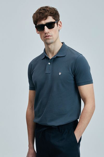 Lufian Με λογότυπο Βαμβακερό Comfort Fit Κουμπί γιακά Polo 2'li Μπλουζάκια Ανδρικό T SHIRT 111040206S2