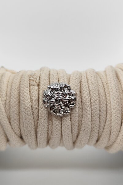 ZERGOLD 6'lı Vintage Örgü Model Gümüş Renk Metal Düğme Seti - 36inç