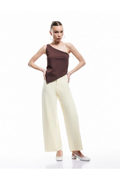Koton Sleeveless Asymmetrical Wrap Single Shoulder Blouse