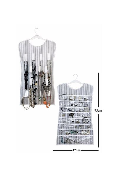 Toptan Bulurum Black Striped Dress Shaped Double Sided Jewelry Organizer