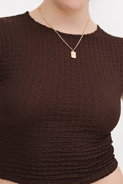 Addax Μπλουζάκι με υφή Crop P18308