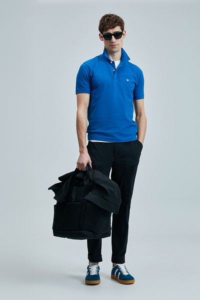 Lufian Με λογότυπο Βαμβακερό Comfort Fit Κουμπί γιακά Polo 2'li Μπλουζάκια Ανδρικό T SHIRT 111040206S2