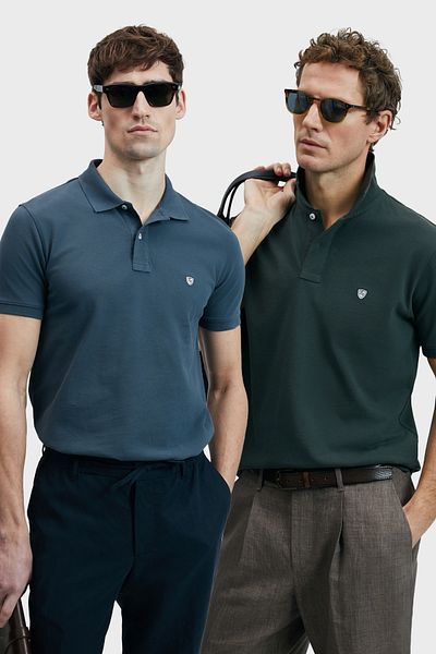 Lufian Με λογότυπο Βαμβακερό Comfort Fit Κουμπί γιακά Polo 2'li Μπλουζάκια Ανδρικό T SHIRT 111040206S2