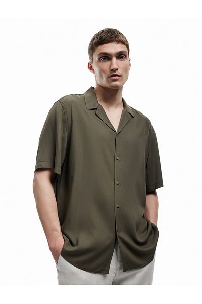 Koton Short Sleeve Turn-Down Collar Buttoned Viscose Shirt