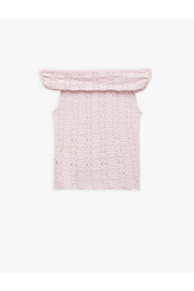 Koton Yarı Transparan Kolsuz Slim Fit Madonna Yaka Dantel Bluz