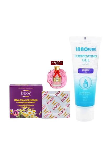 Inno مزلق حميمي 50 مل مع واق ذكري 3 قطعة مع مسك عروس هدية