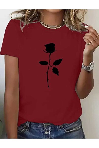 TekTarzz Tricou unisex cu imprimeu trandafiri