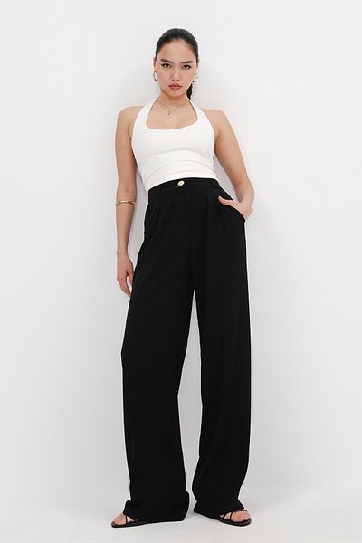 Addax Gold Button Wide Leg Trousers Pn51078