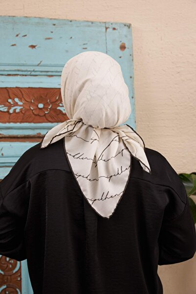 İpekhan Λεπτό βαμβακερό μαντίλι με μοτίβο γραφής