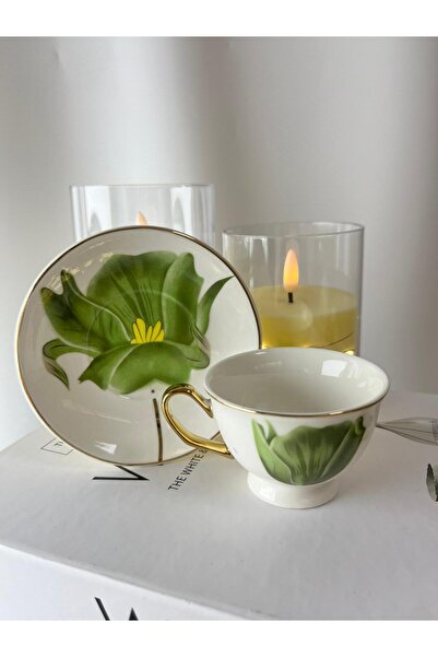 Moon Dizayn Çiçek Desen özel tasarım 6lı 6 kişilik Fincan Takımı