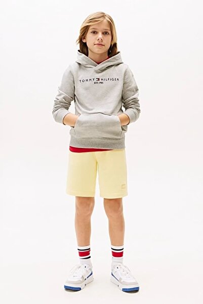 Tommy Hilfiger Unisex Çocuk Th Essential Hoodie Kapüşonlu Sweatshirt - Gri