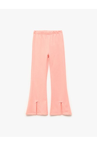Koton Elastic Waist Slit Detailed Wrinkled Fabric Spanish Leg Trousers