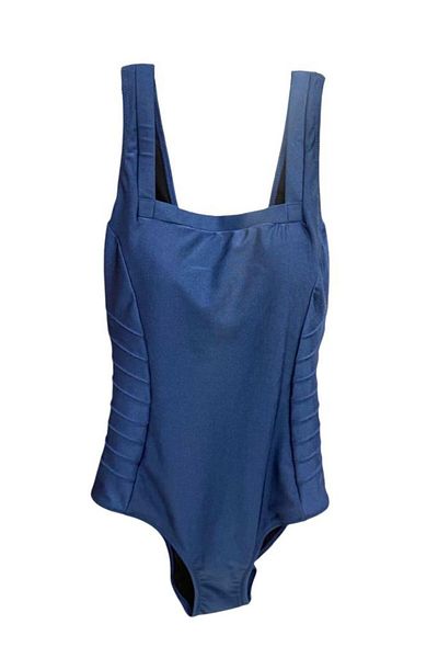 Estiva Solid Color Shiny Swimsuit with Chest Covered Thick Straps