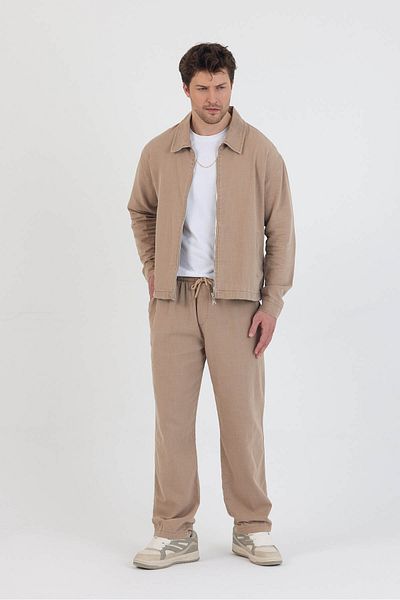 Cosplay Zipper Jacket Pantalon Double Suit Men's Relax Fit Washed