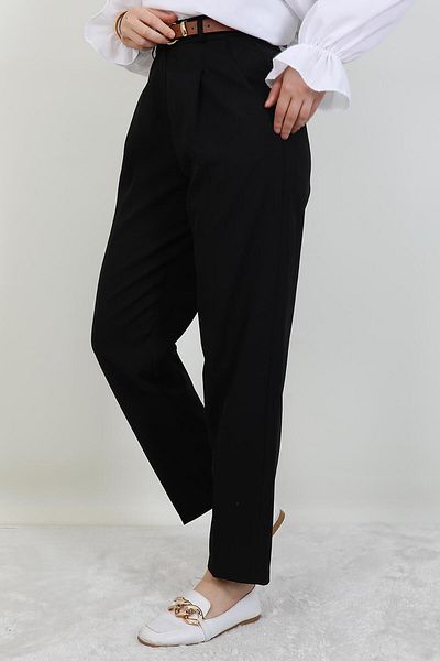 GİYZAMİLA Belted Pencil Pants Black