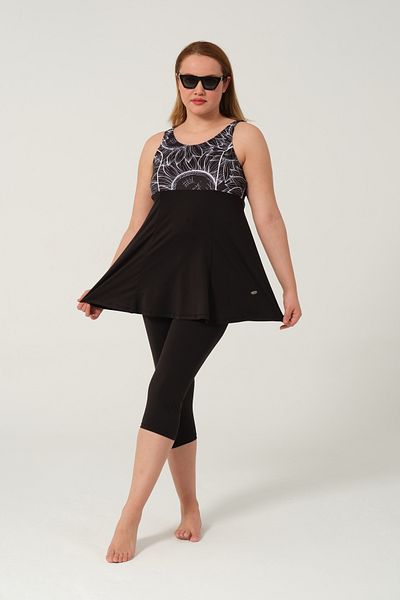 TESMAY Plus Size Semi-Covered Swimsuit with Suspender Tights 2528-25 White