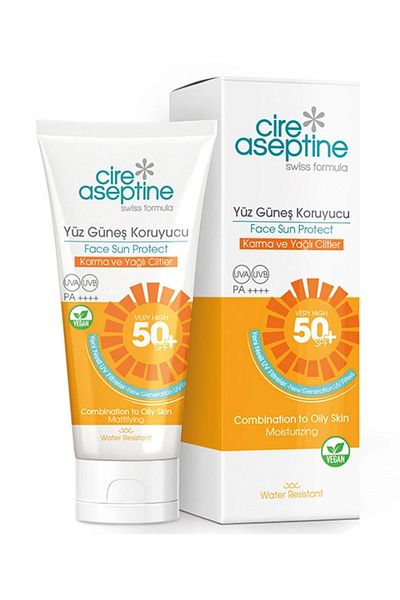 CIRE ASEPTINE Facial Sunscreen Cream Spf 50+ – for Combination and Oily Skin, Mattifying Effect, 50 m